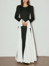 Color Block Ruffle Long Dress